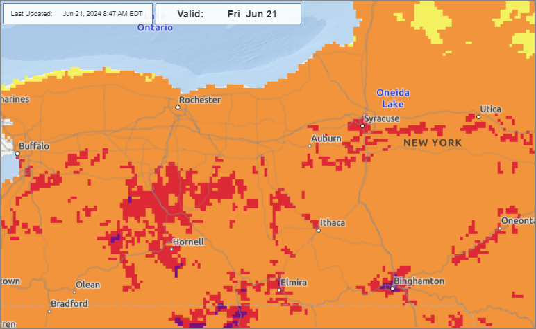 Heat risk map screenshot for June 21 Source National Weather Service