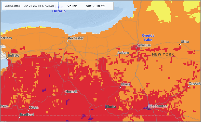 Heat risk map screenshot for June 22 Source National Weather Service